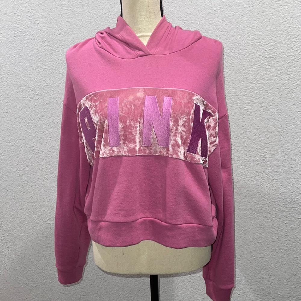 Pink (pink) cropped hoodie